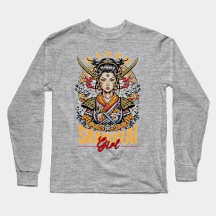 Samurai Girl Grunge Print Tee Long Sleeve T-Shirt